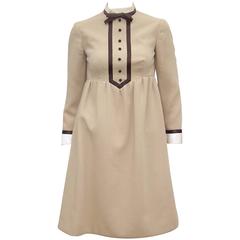 1960's Geoffrey Beene Babydoll Dress With Satin Collar & Cuffs 3