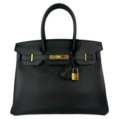 Hermès - Sac Birkin 30  Noir Noir Epsom Leather Gold Hardware RARE
