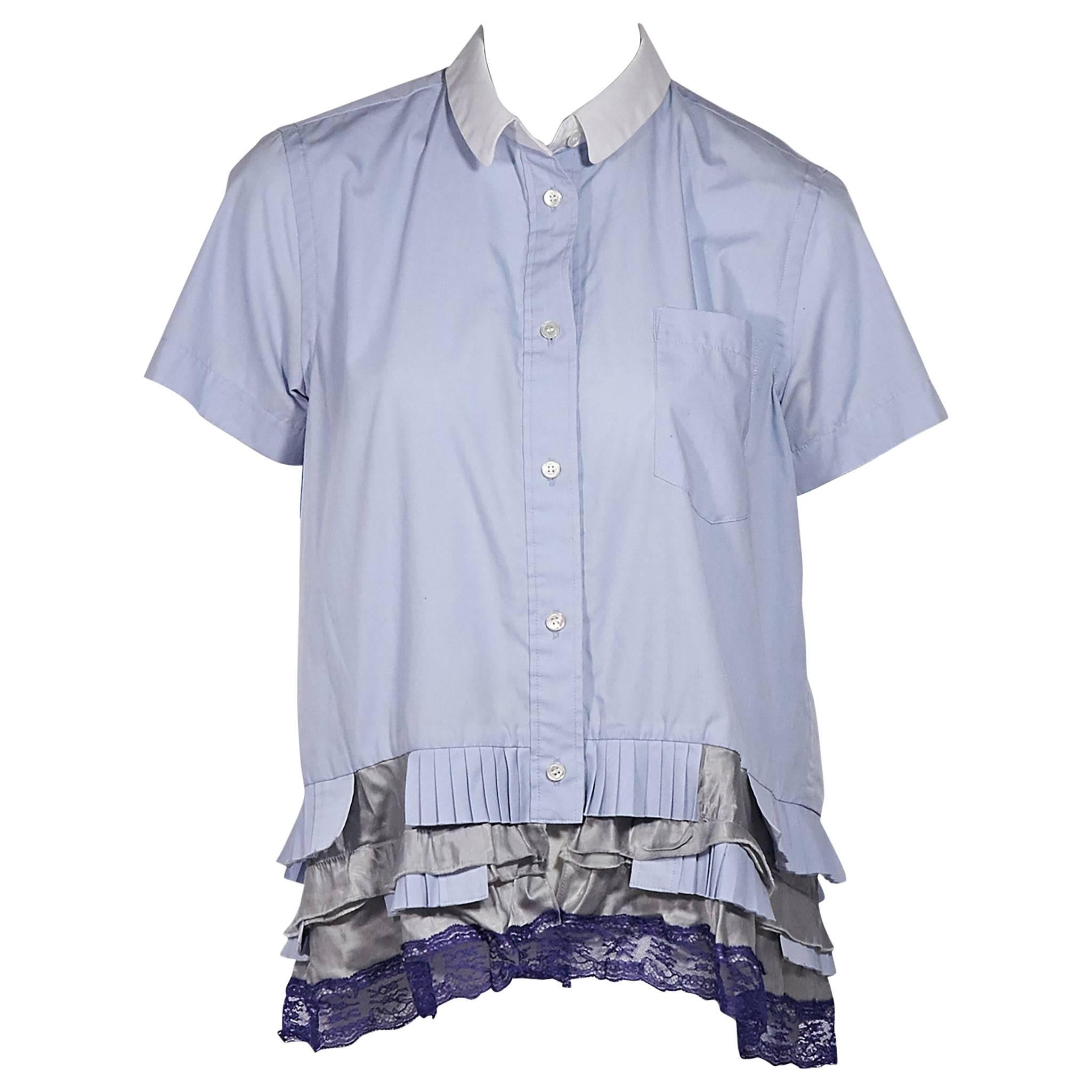 Blue Sacai Short-Sleeve Top