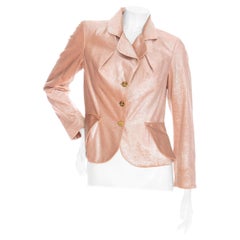 Vivienne Westwood Blazer monopetto in velluto rosa con bottoni a orbita Primavera 1994