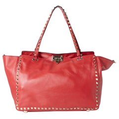 Valentino Shopper Rockstud Media in PELLE Rossa
