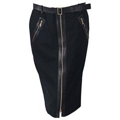 Black Gucci Leather-Trimmed Skirt 5