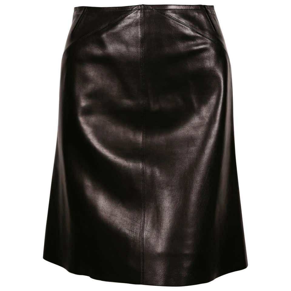 Azzedine Alaia Black Lamb Leather Long Skirt at 1stdibs