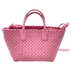 Bottega Veneta Cabat Mini Intreccio Leather Tote Bag Pink
