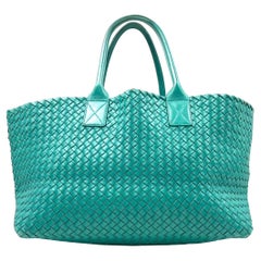 Bottega Veneta Cabat Large Intreccio Leather Tote Bag Green with Pouch 40cm