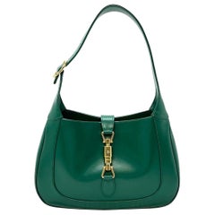Gucci Jackie 1961 Green Leather Bag Small with Adjustable Strap
