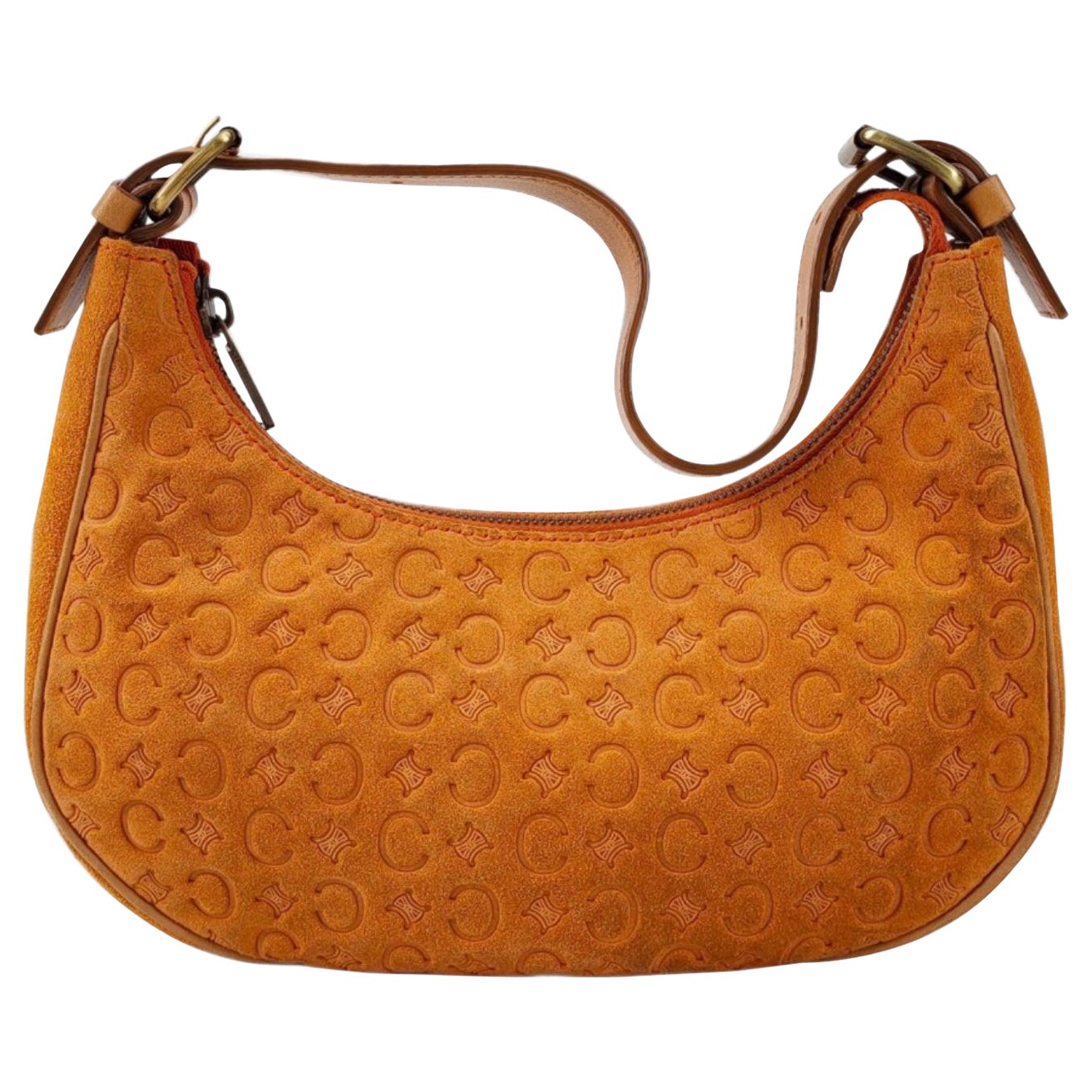 Celine Ava Hobo Pumpkin Camel Suede Leather Shoulder Bag For Sale