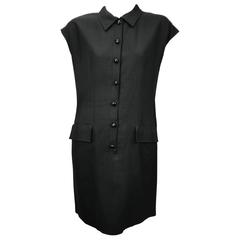 Balenciaga Black Linen 80s Dress