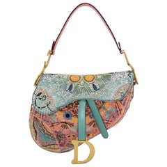 Dior In Lights Saddle Medium Multicolor Beads and Calfskin Leather Shoulder Bag