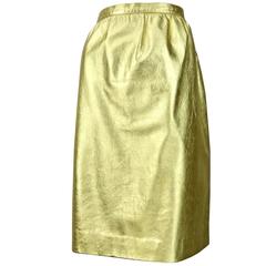 80s Christian Dior Gold Leather Skirt