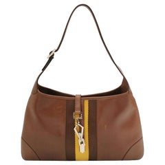 Gucci Jackie Vintage Medium Brown Leather Silver Hardware