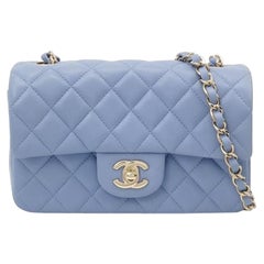 Chanel Classic Flap Rectangular Mini Pale Blue Lambskin, 2020-2021