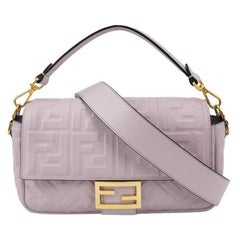 Fendi Baguette Lambskin Leather Crossbody Bag Medium Lavender