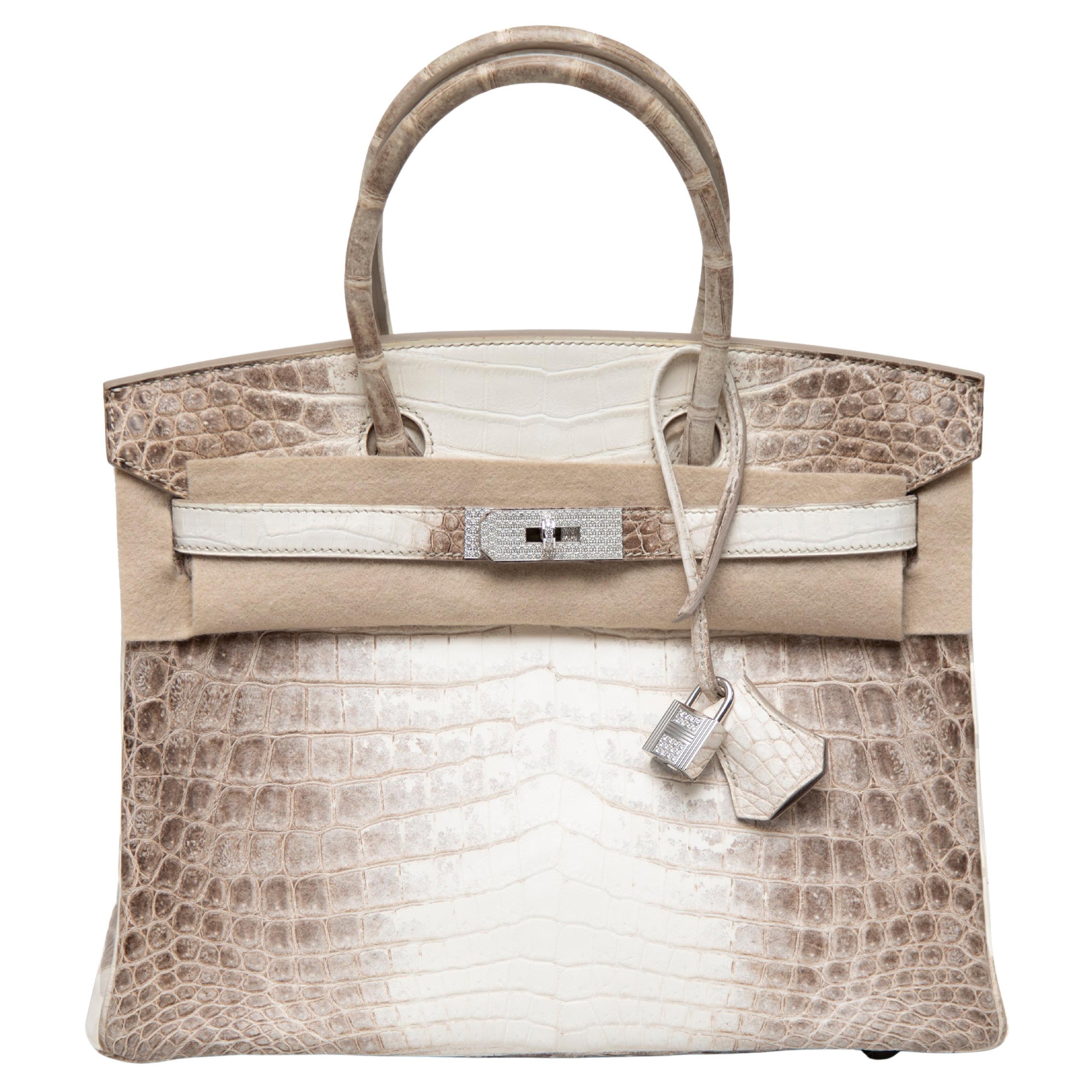 Hermès Blanc Himalayan Birkin 30CM mit Diamant verkrustet 18k WG Hardware im Angebot
