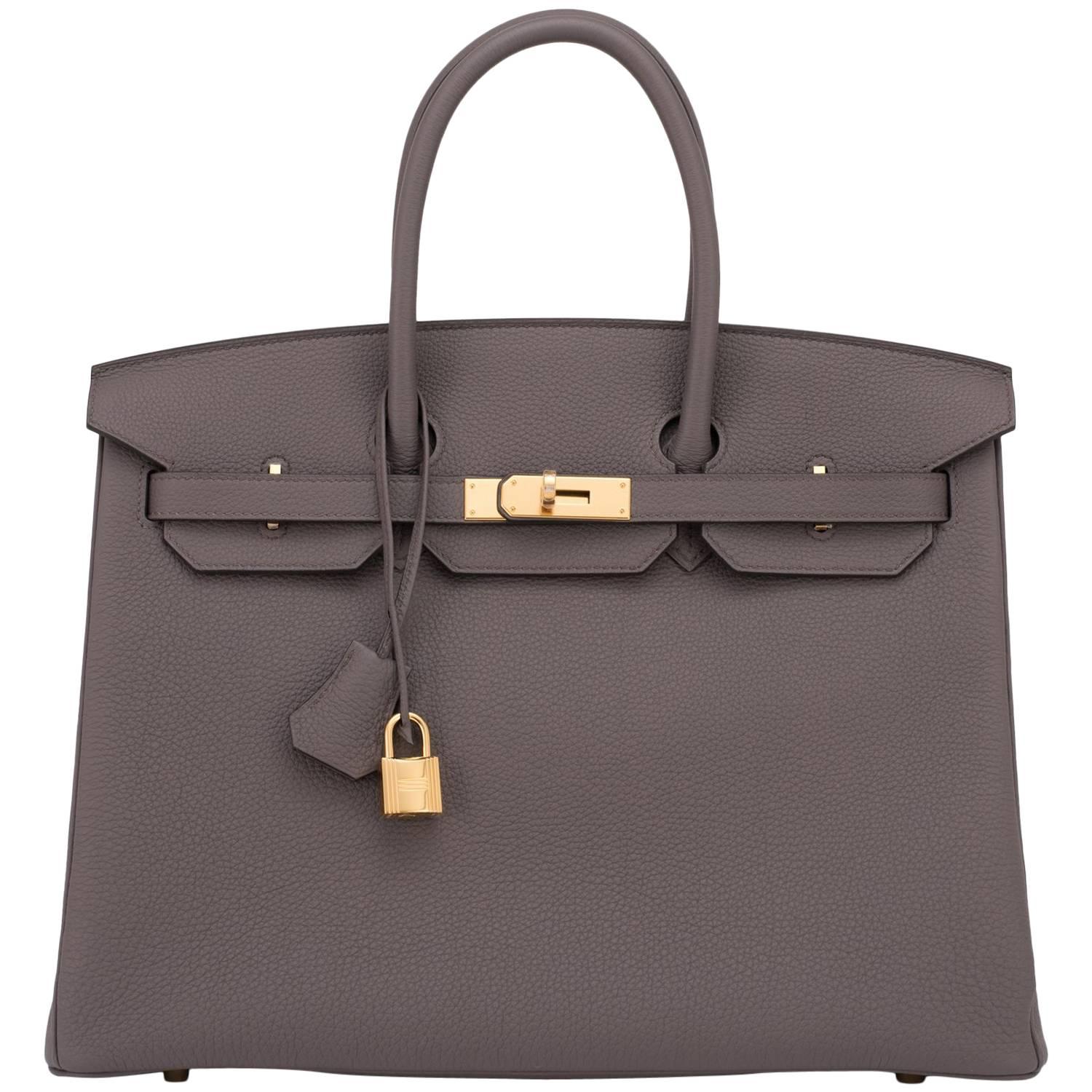 Hermes Etain Togo 35cm Birkin Gold Hardware Tin Grey Chic