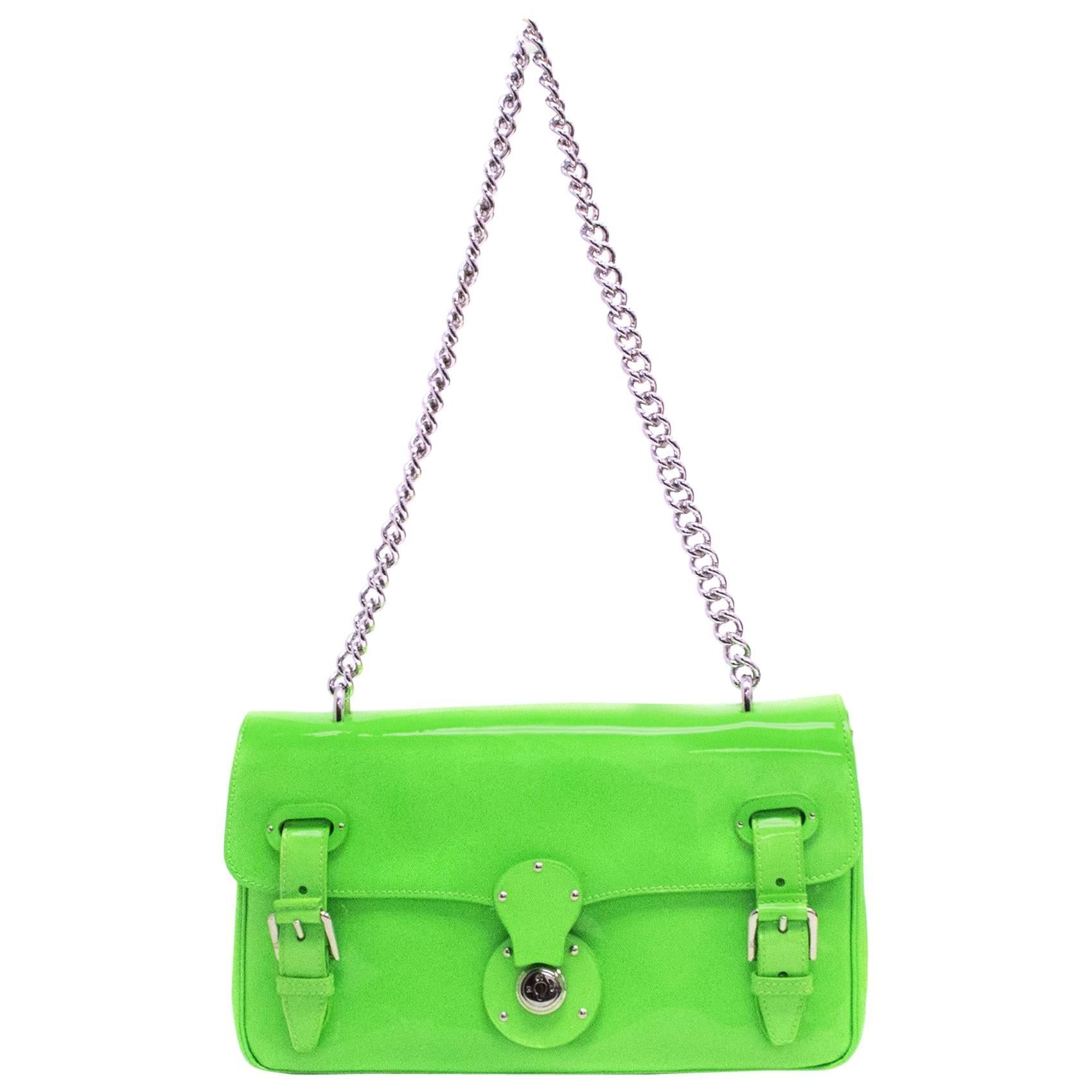 Ralph Lauren 'Ricky' Neon Green Shoulder Bag  For Sale