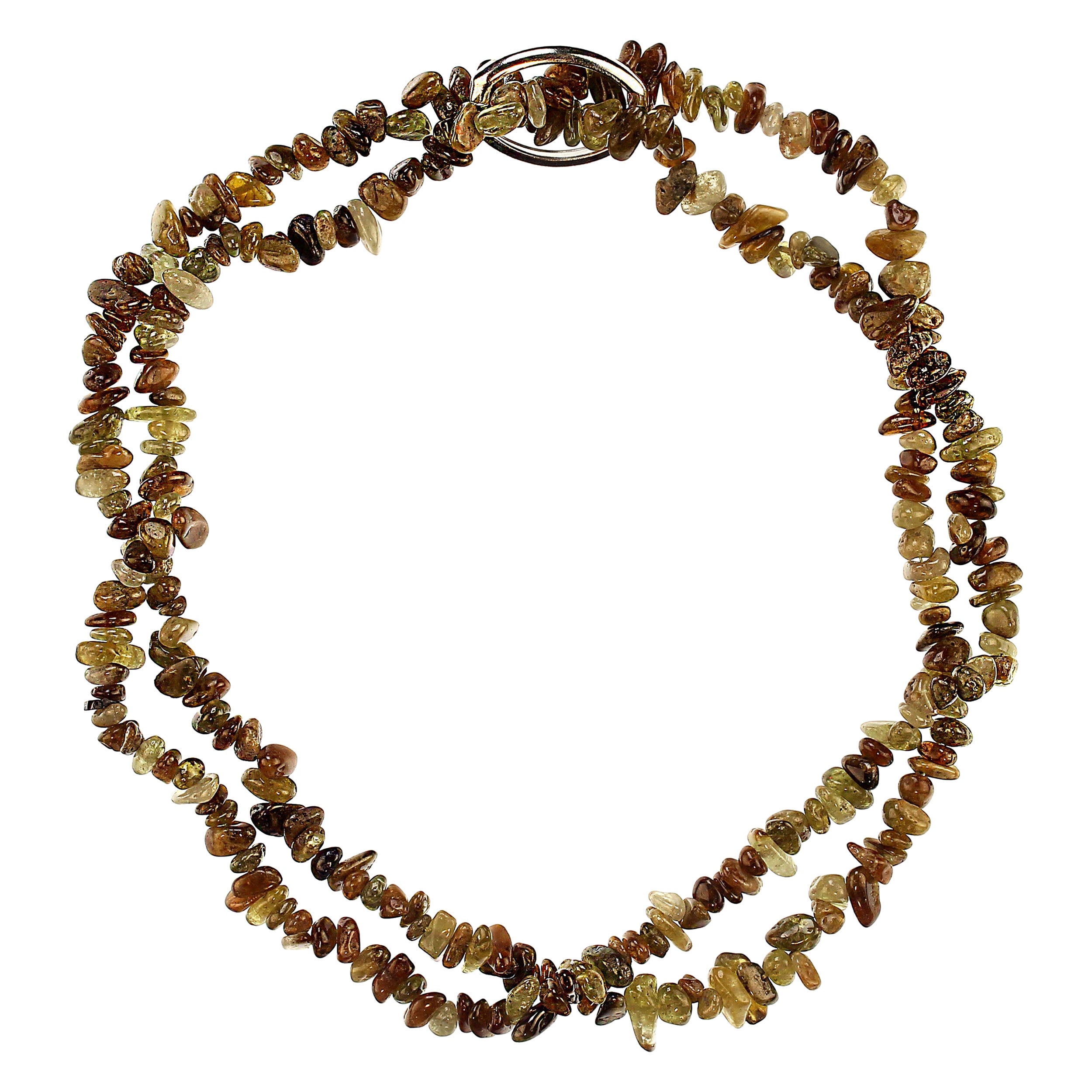 Artigiano Collana infinita AJD di granati verdi lucidati a specchio in vendita