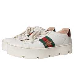 Gucci Sneakers Ace Web in PELLE Bianca