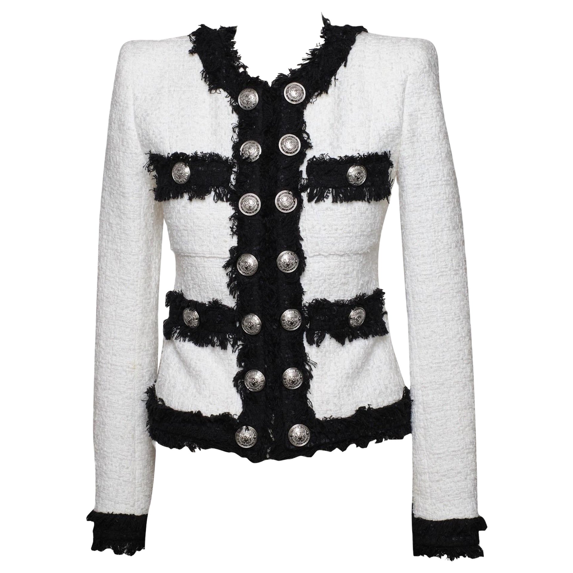 Giacca Balmain Cropped Tweed For Sale at 1stDibs