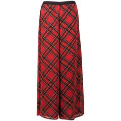 Vintage Sonia Rykiel Red/Black Check Print Palazzo Pants Size Large 7
