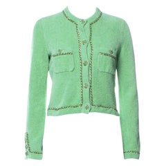 Chanel 2020 Iconic Fluffy Jacket with Chain Link Trim
