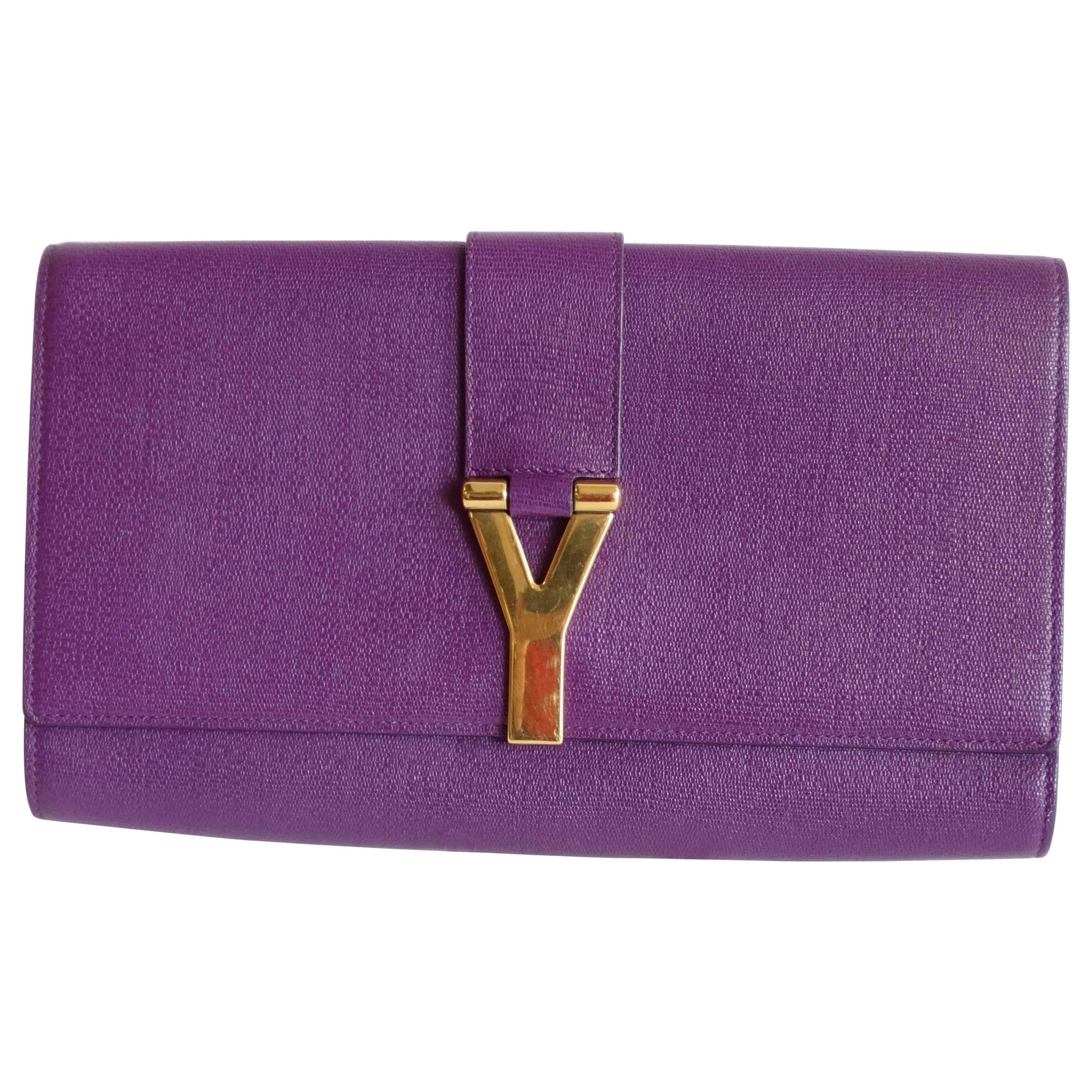 Yves Saint Laurent Cabas Chyc Clutch Bag in Purple 