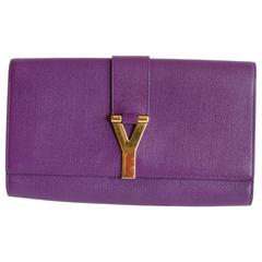 Yves Saint Laurent Cabas Chyc Clutch Bag in Purple 