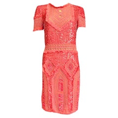 UNGEWINNT Emilio Pucci "Palm Royale Besticktes Cocktail Abendkleid 42