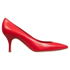 Manolo Blahnik Red Leather Pointed Toe Pumps Size IT 38.5