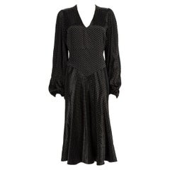 Ganni Black Polkadot Print Midi Dress Size S