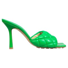 Bottega Veneta Green Leather Quilted Mules Size IT 38