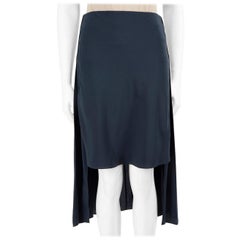 Chloé Navy Silk Knee Length Asymmetric Skirt Size XS