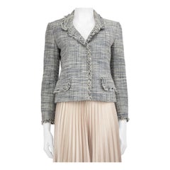 Philosophy Blauer Tweed Blazer mit Fransenbesatz Größe S