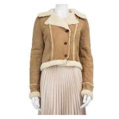 Balenciaga Beige Suede Shearling Buttoned Jacket Size M