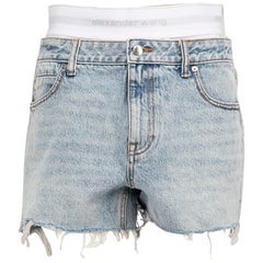 Alexander Wang Blaue mehrlagige Shorts aus Denim im Boxer-Stil Größe S