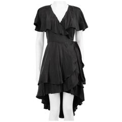 Zimmermann Black Silk Ruffled Wrap Dress Size L