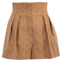 Fendi Brown Brown Wool FF Karligraphy Jacquard Shorts Size S