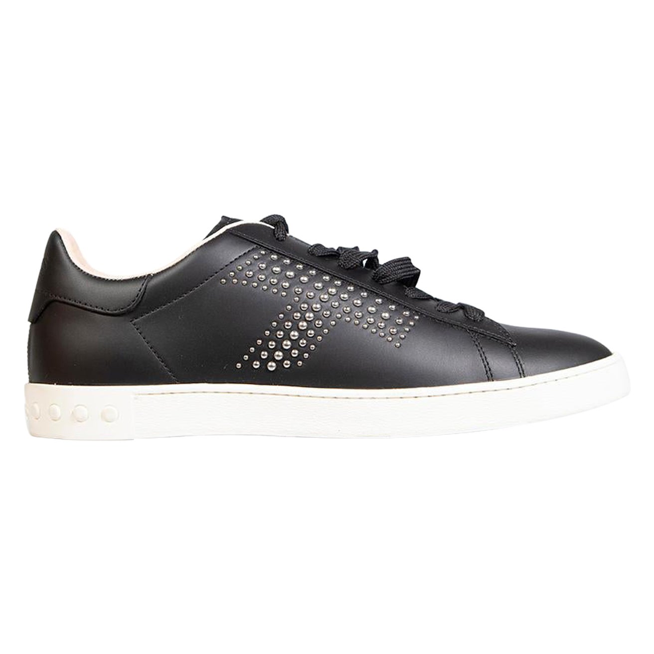 Tod's Black Leather Studded Casseta Trainers Size IT 40 For Sale