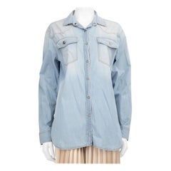 Pierre Balmain Blau Denim Snap Button Shirt Größe M