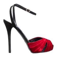Ralph Lauren Velvet Ankle Strap Heels Size US 8.5