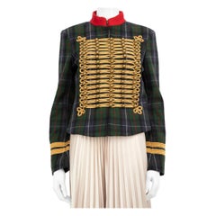 Ralph Lauren Green Wool Tartan Military Jacket Size L