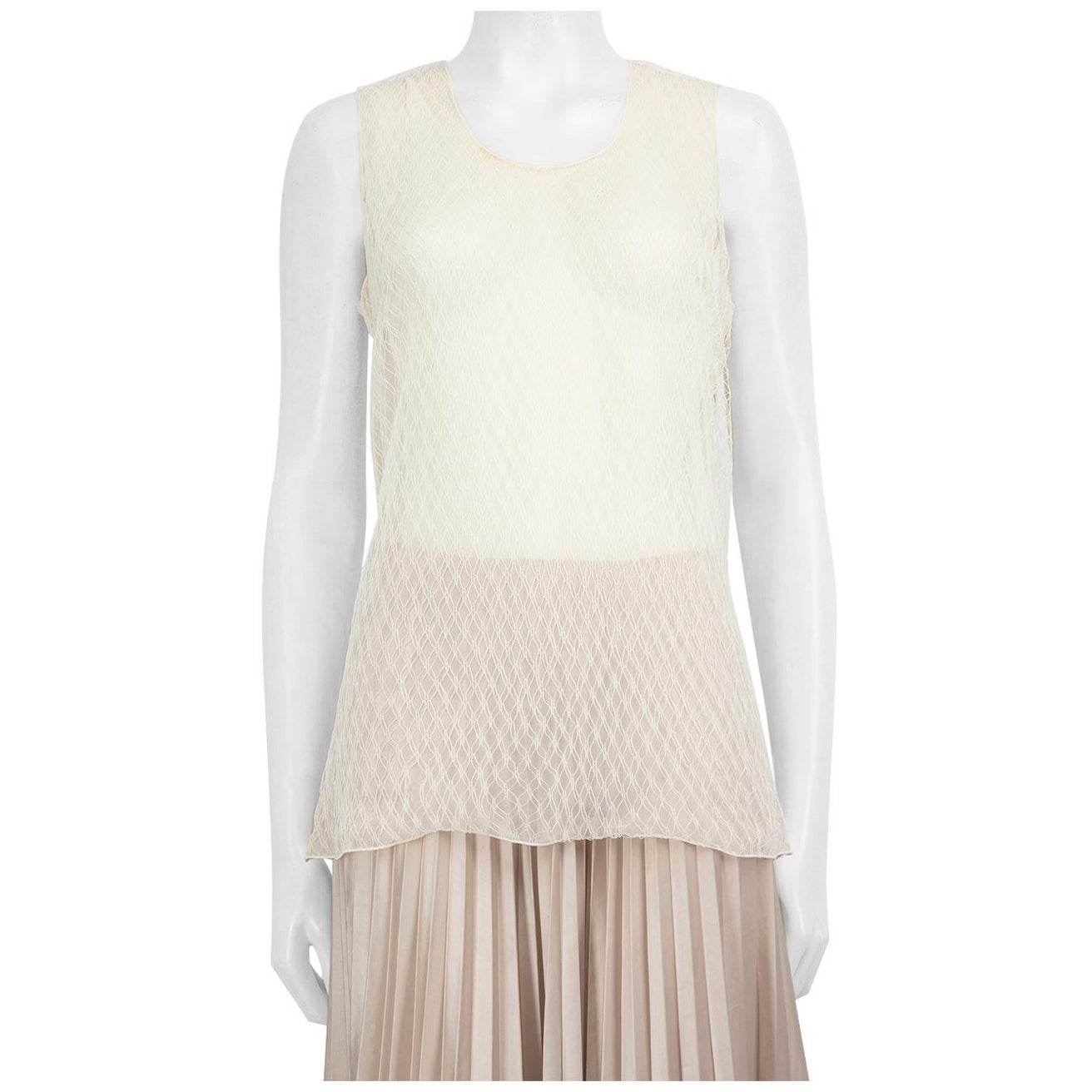 Dolce & Gabbana White Silk Sleeveless Top Size L For Sale