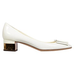 Valentino Garavani White Patent Gold Heel Pumps Size IT 38