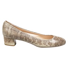 Prada Beige Snakeskin Low Heel Pumps Size IT 38.5
