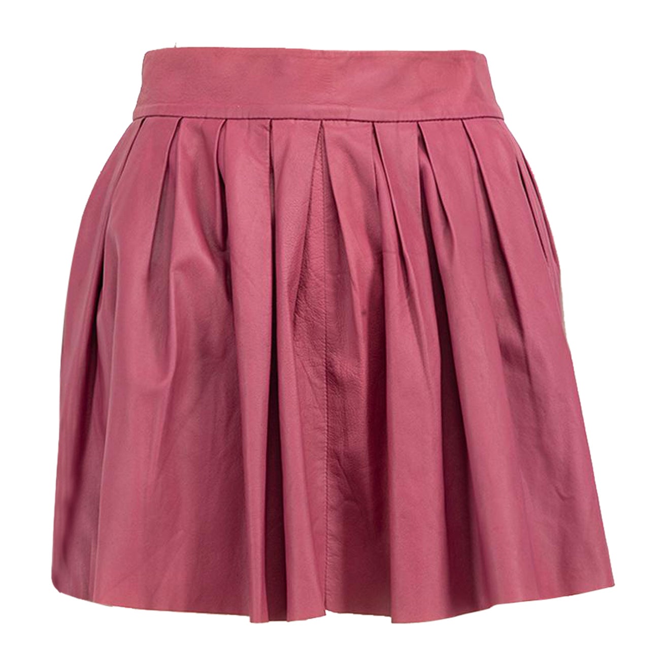 Alice + Olivia Purple Leather Pleated Mini Skirt Size XS For Sale