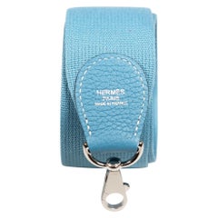 Hermès Blue Canvas Leather Trim Bag Strap