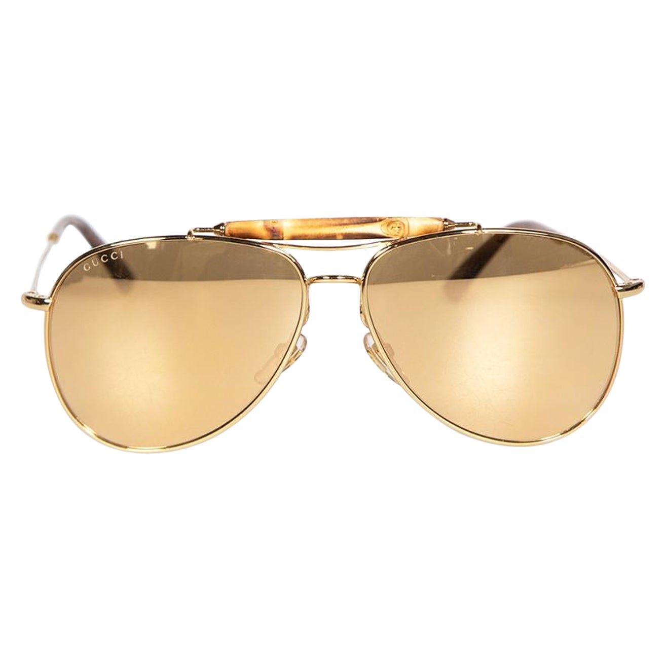 Gucci Gold Aviator Bamboo Sunglasses