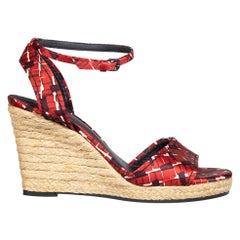 Bottega Veneta Red Abstract Printed Wedge Sandals Size IT 38