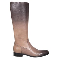 Prada Brown Leather Ombré Mid Calf Boots Size IT 35.5