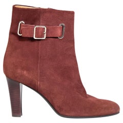 Bally Burgunderfarbene Wildlederstiefeletten mit Absatz Größe IT 39